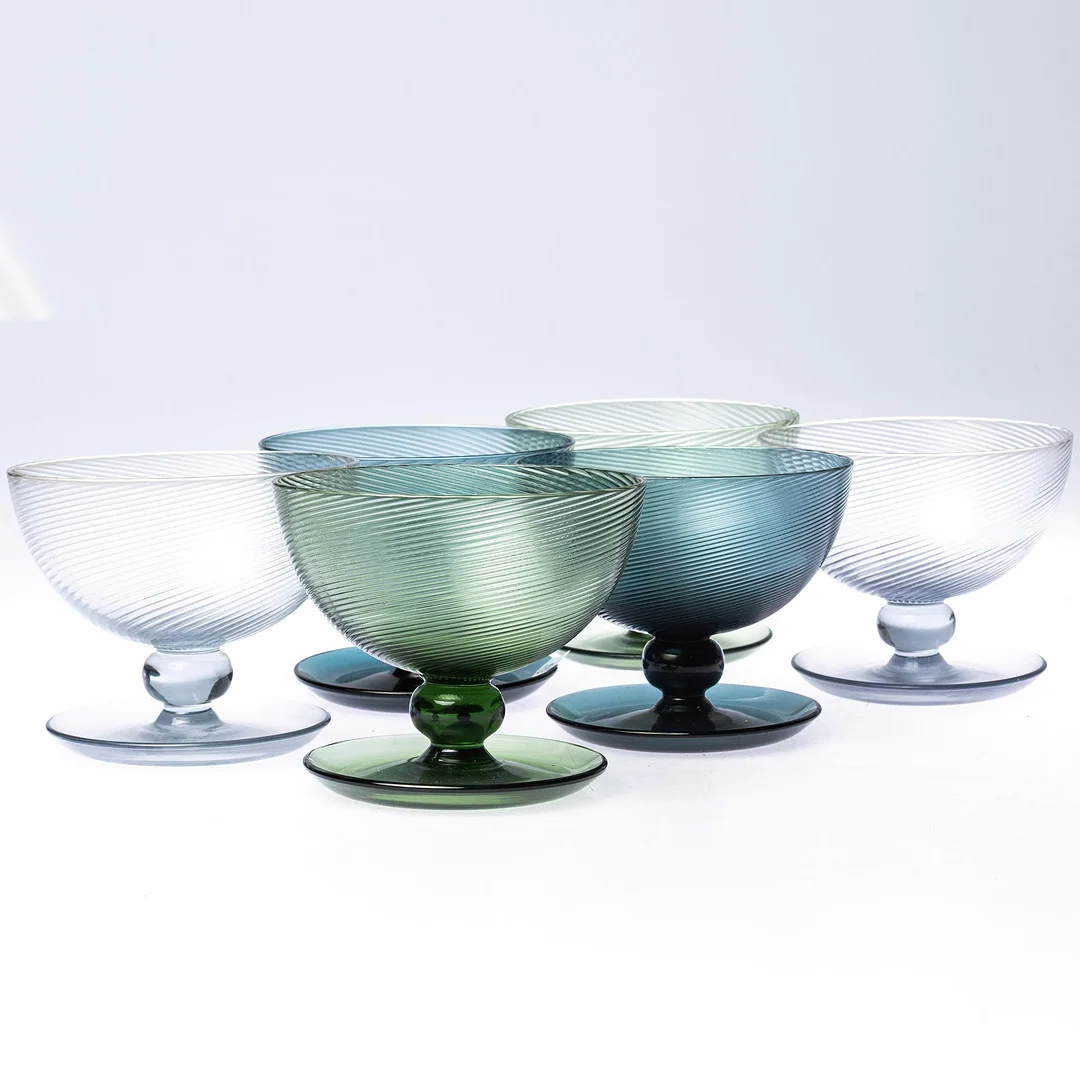 LENNART ANDERSSON. Dessertskålar, 6st, "Snoddas", Gullaskruf. — Tableware — Handelslagret Auktionsservice