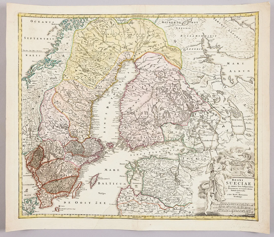 KARTA AV HOMANN, REGNI SUECIAE, CA 1730. — Maps — Stockholms Auktionsverk Magasin 5