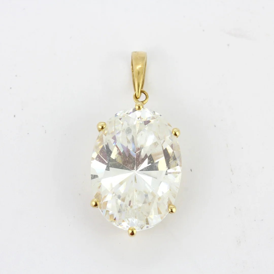 14CT GOLD STONE SET PENDANT. — Brooches & Pendants — Chalkwell Auctions