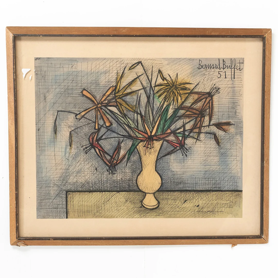 BERNARD BUFFET. Litografi, Bouquet de fleurs. signerad & numrerad 225/300. — Engravings & Prints — Handelslagret Auktionsservice