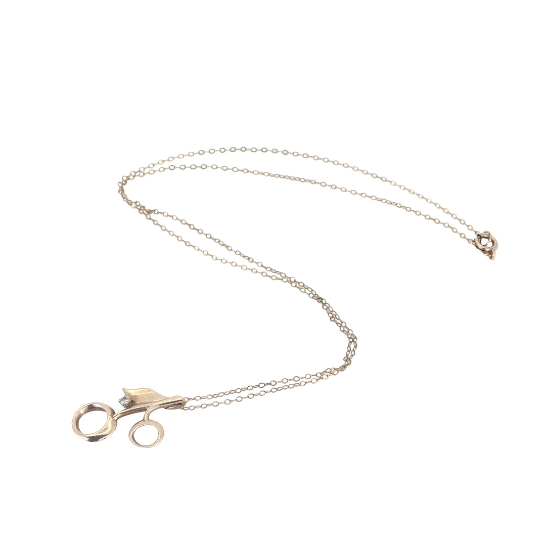 9CT DIAMOND CHERRY NECKLACE. — Necklace — Chalkwell Auctions