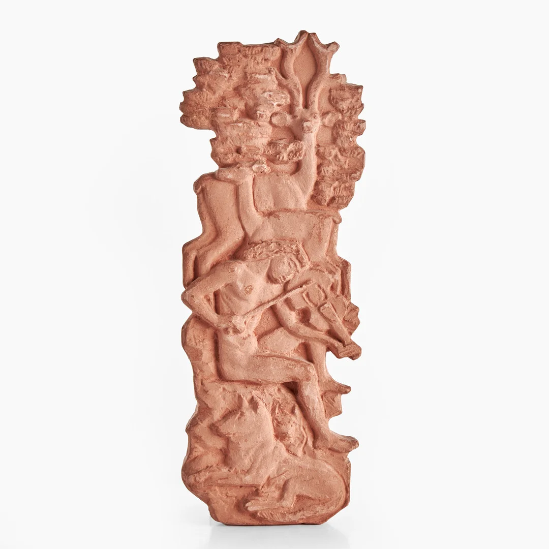 STIG BLOMBERG (1901–1970). "Näcken spelar", relief i patinerad gips, signerad. — Sculptures & Bronzes — Crafoord Auktioner Stockholm