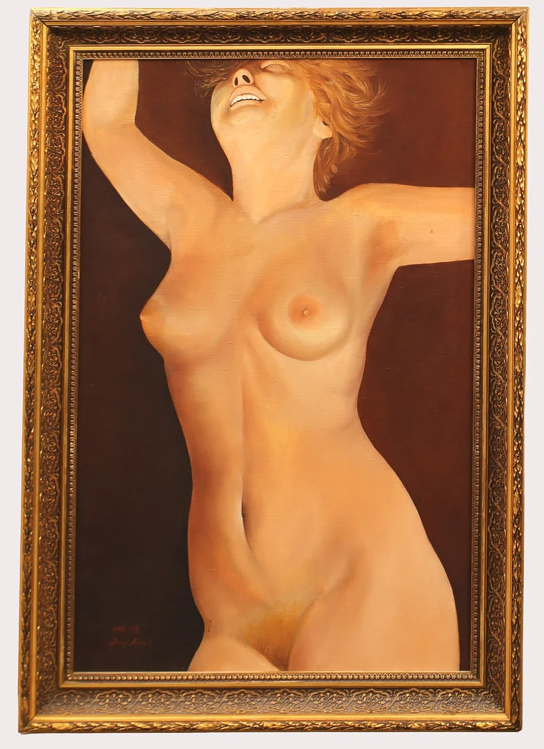 IVANYI NORBERT. (Ungern 1950-2001) olja på duk, kvinnostudie mot brun bakgrund. Titel "Gabi" Signerad, daterad 1978. — Paintings — Limhamns Auktionsbyrå