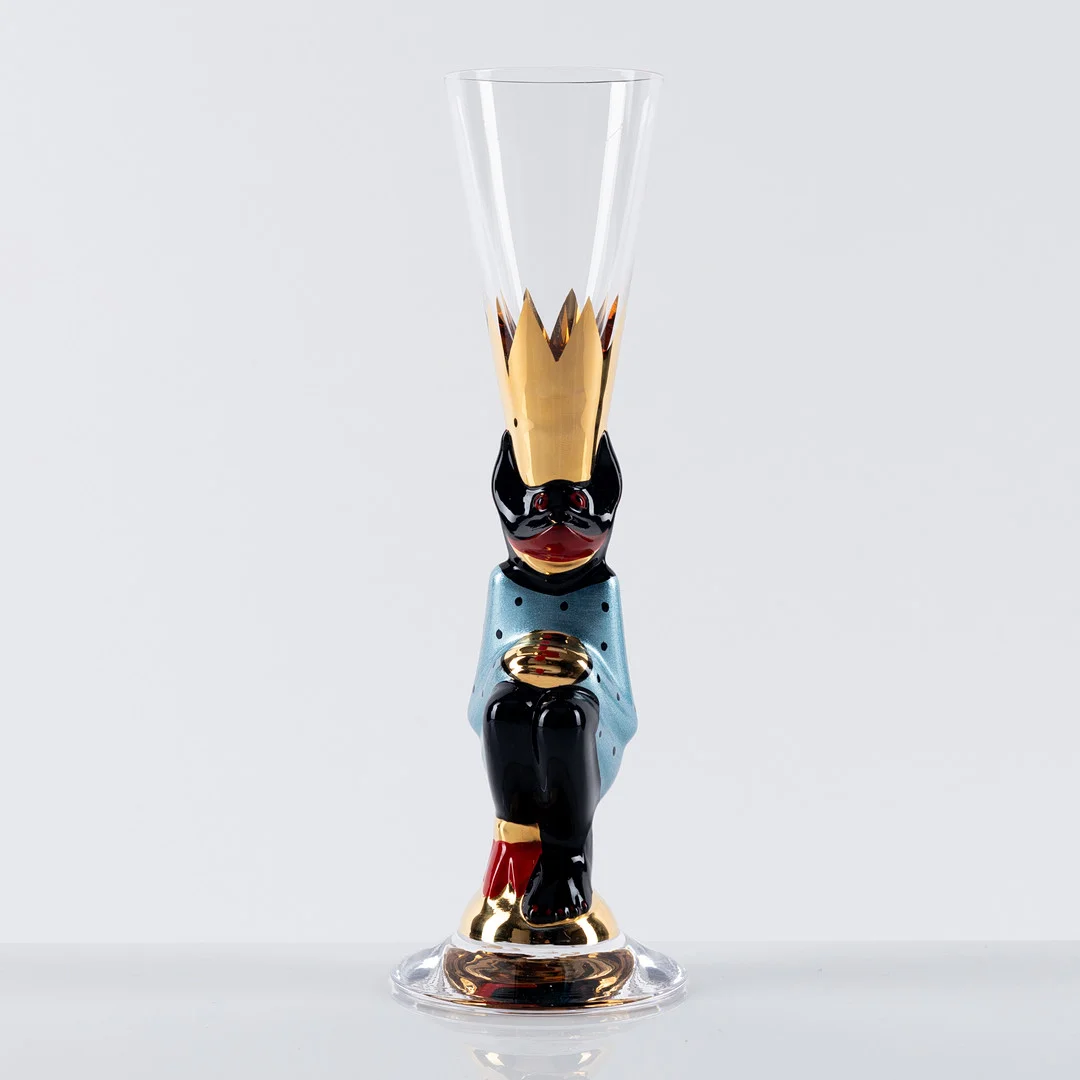 GUNNAR CYRÉN. Snapsglas, "Djävulsglas", turkos metallic, Nobelservisen, Orrefors, 2017. — Art glass — Auktionshuset Kolonn
