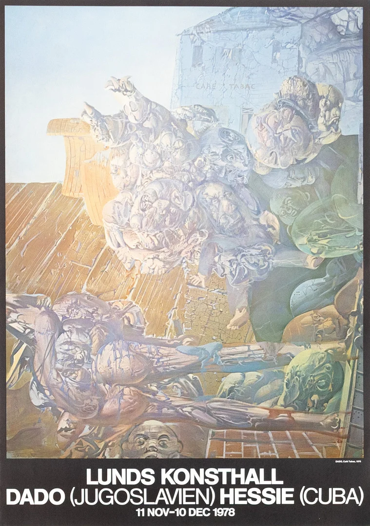 UTSTÄLLNINGSAFFISCH, Lunds Konsthall, Dado, Hessie, 1978. — Engravings & Prints — Karljohan Auktioner