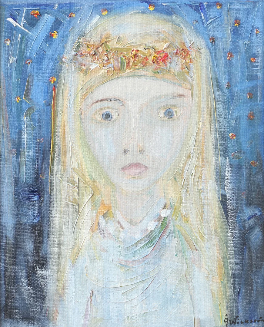 ÅKE WICKSTRÖM. Flickporträtt, olja på duk, signerad Å Wickström. — Paintings — Helsingborgs Auktionskammare