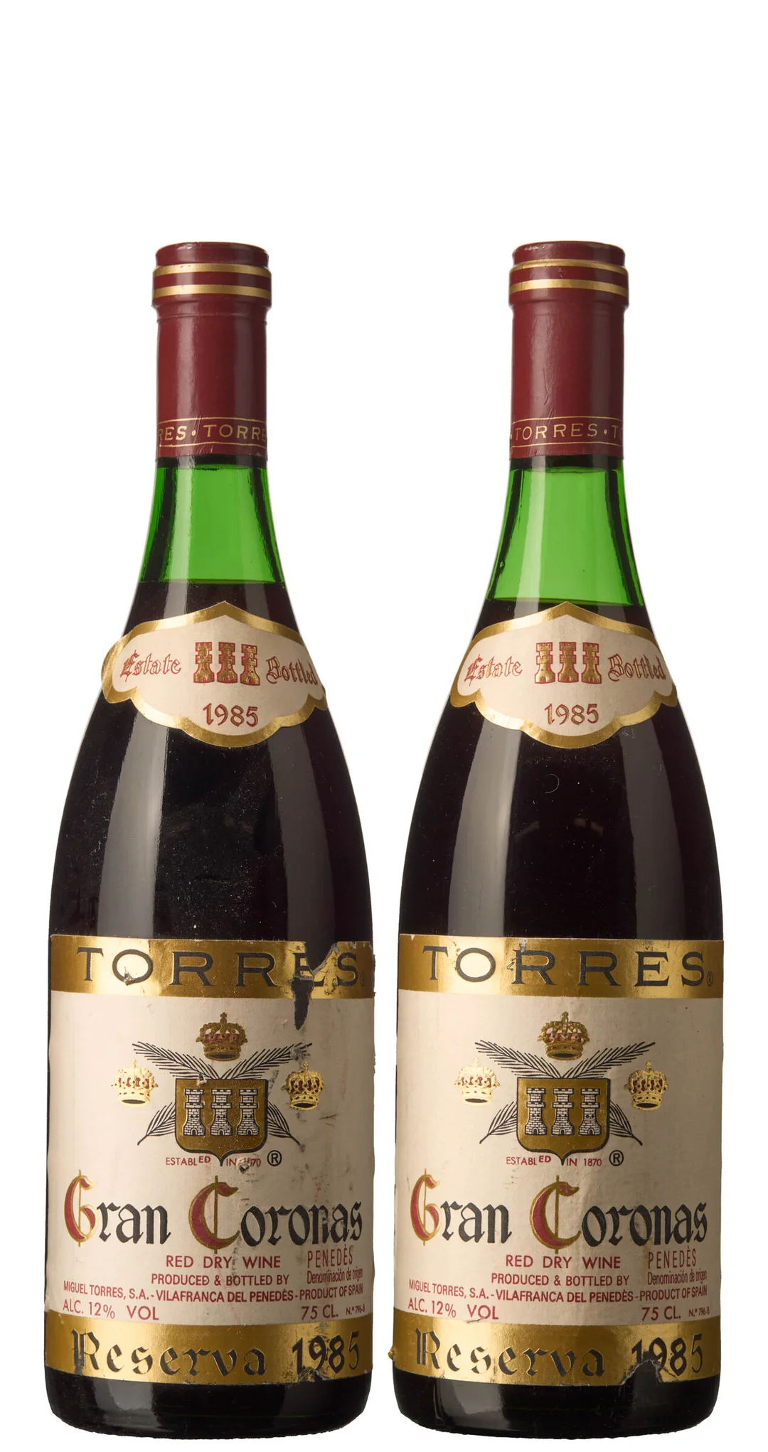 2 x Penedes Reserva Gran Coronas 1985, Torres — 2 x Penedes Reserva Gran Coronas 1985, Torres — Vin/Vin — Blomqvist