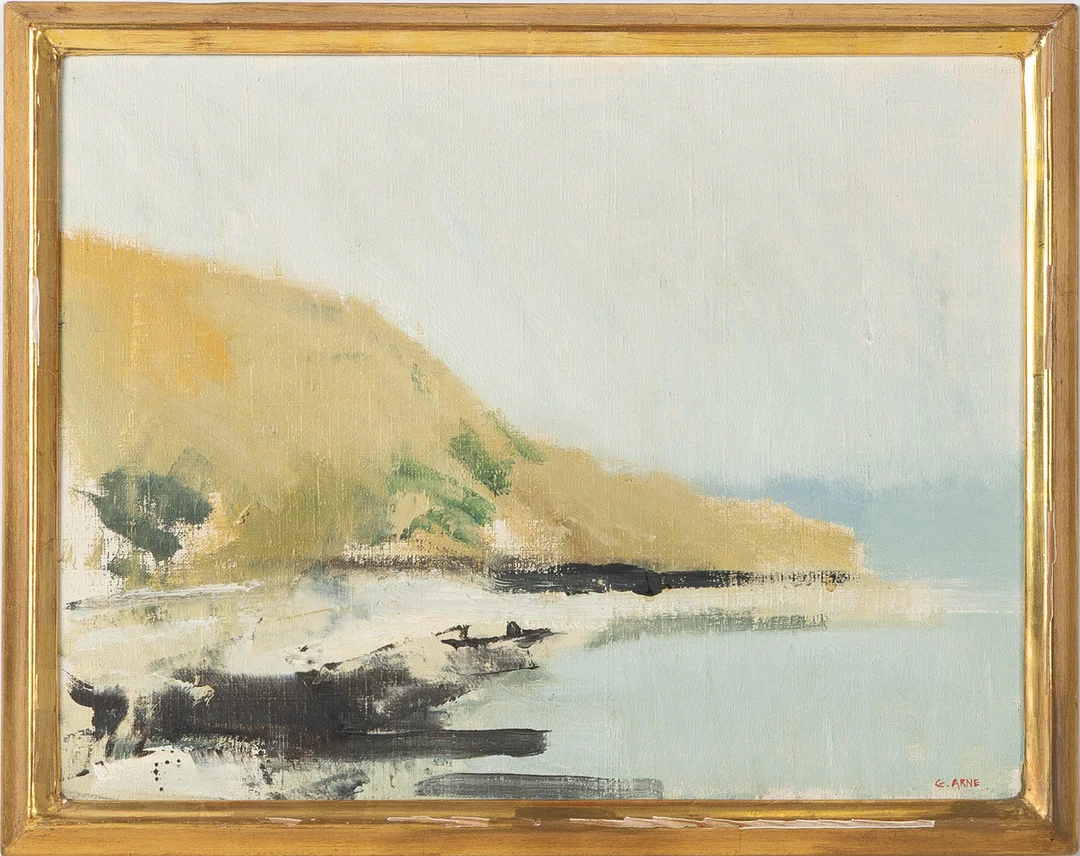 GUSTAV ARNE. "Udden", Arild, olja på duk. — Paintings — Stockholms Auktionsverk Helsingborg