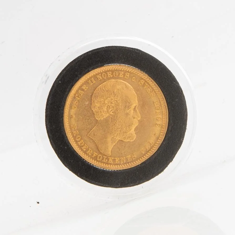 Guldmynt Norge, Oscar II 20 kr, 1902. — Militaria/Mynt — Bukowskis