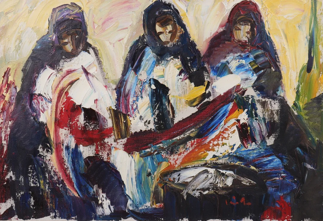 ERIK LOO (1914-2004). olja på duk, "Månglare" Tanger. — Paintings — Markus Auktioner