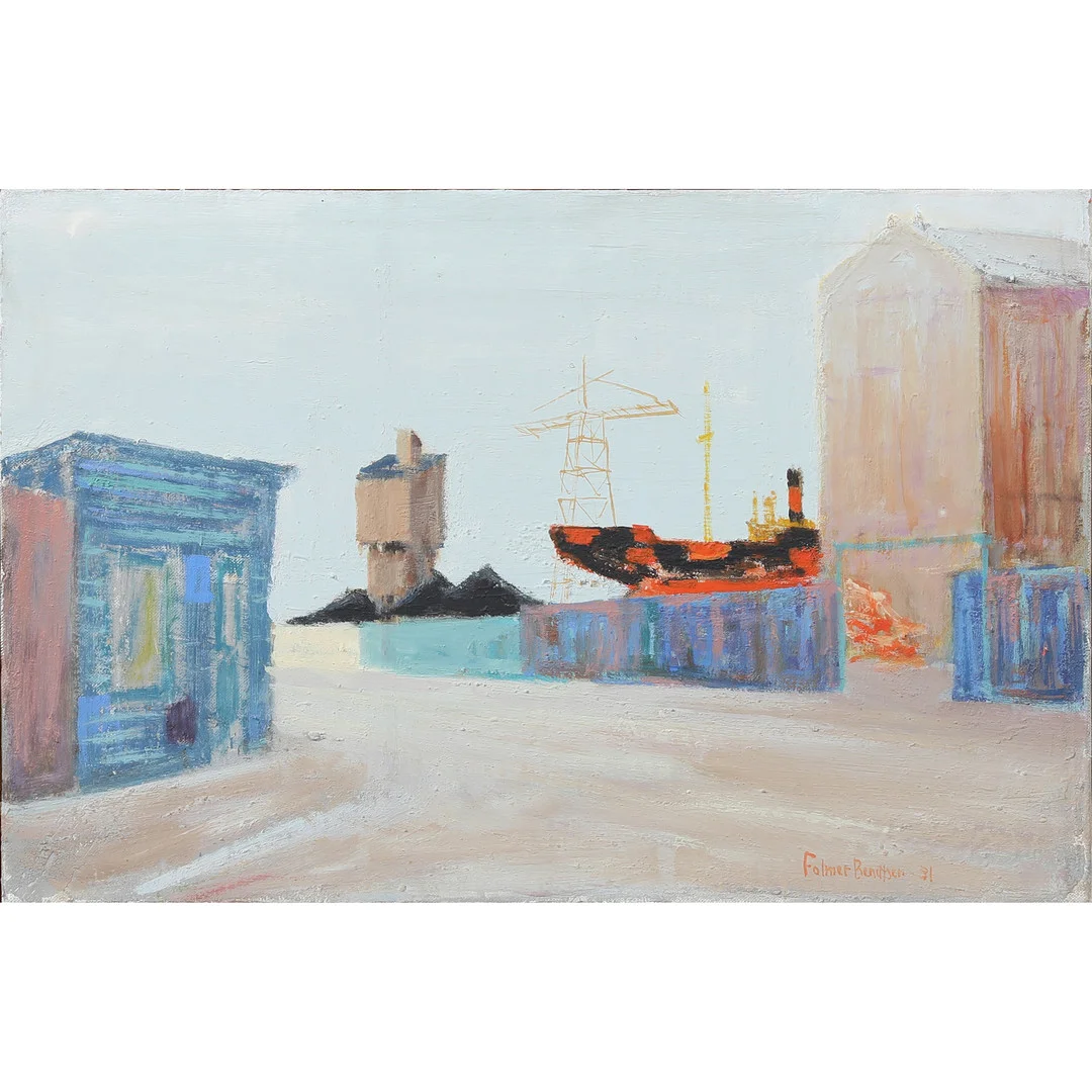 FOLMER BENDTSEN (1907-1993). Parti fra Sydhavnen, olie på lærred, 1931. — Paintings — Bidstrup Auktioner