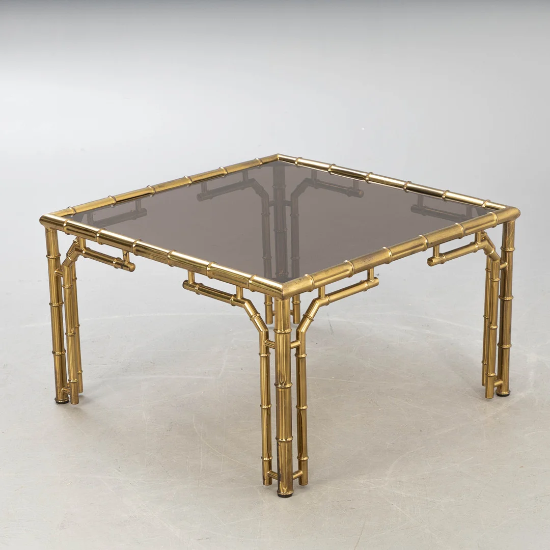 Sofatisch, Bambusoptik, Messing & Glas, Italien, 1980er Jahre. — Coffee Tables — Stockholms Auktionsverk Hamburg