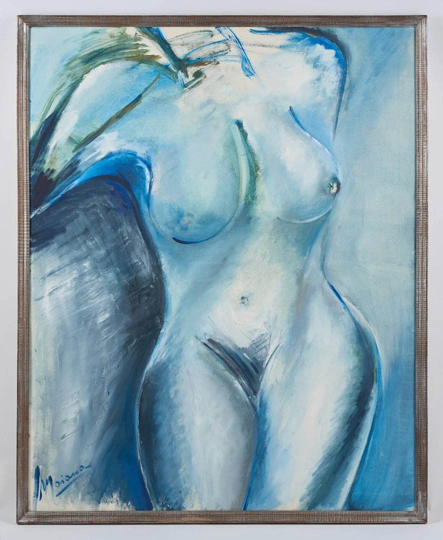 HILDA MOIANA, URUGUAY. "Blå naken, signerad, a tergo daterad 1995, olja på duk. — Paintings — Stockholms Auktionsverk Helsinki
