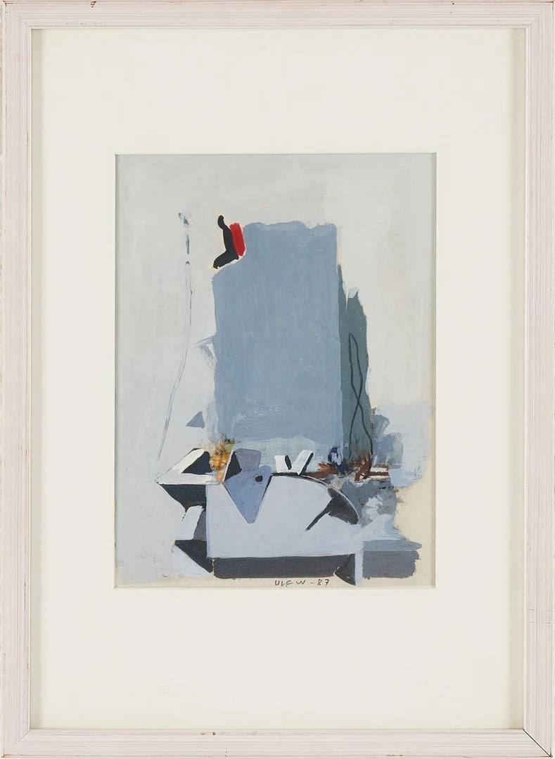 ULF WAHLBERG. Kompositioner, 2 st, signerade och daterad Ulf W -87, pastell resp gouache. — Engravings & Prints — Stockholms Auktionsverk Magasin 5