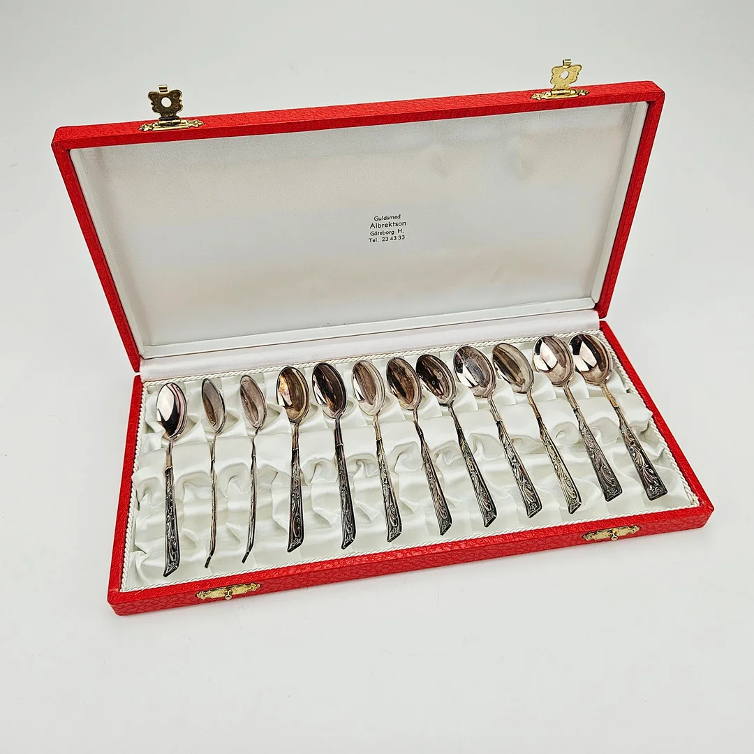 SKEDAR, 12 st, silver, Ceson, Göteborg, 1900-tal, vikt ca. 115 gram. — Silver — Auktionshuset Thörner & Ek