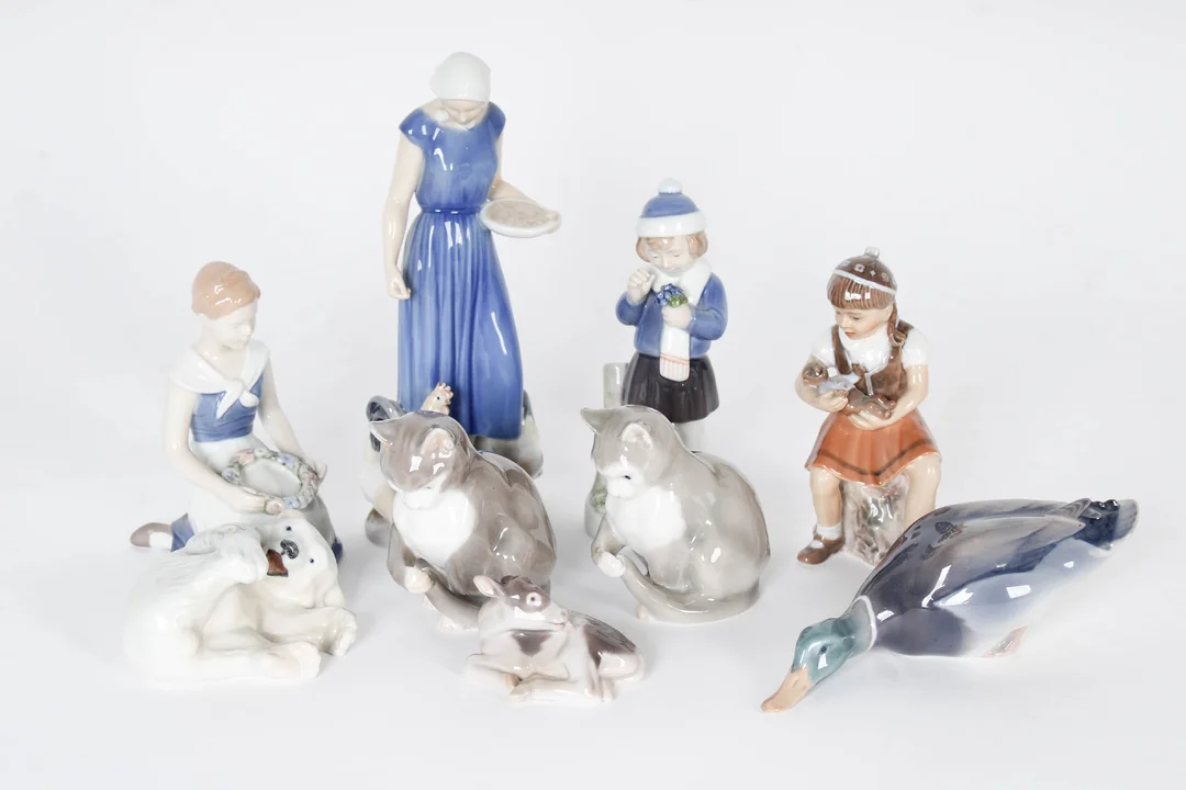 Royal Copenhagen / Bing & Grondahl and Dahl Jensen. Collection of figurines (9) — Glass, porcelain and ceramics/Figures — Lauritz