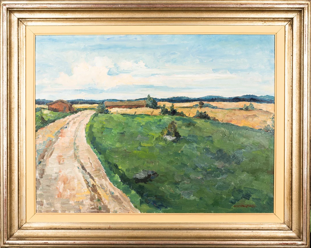 STURE HAGLUNDH. Olja på duk. Landskapsmotiv, Signerad 1900-tal. — Paintings — Norrlands Auktionsverk