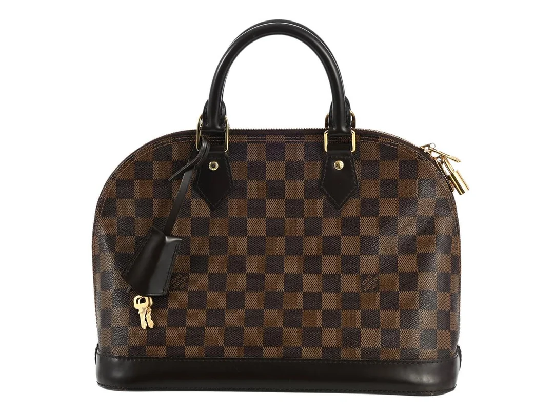 VÄSKA, LOUIS VUITTON, Alma PM, damier ebene, guldfärgade beslag, 30,5x22,5x15 cm, märkt CT2144, år 2014, hänglås och nycklar märkta 316, dustbag, kartong. — Accessoarer/Väskor — Kaplans