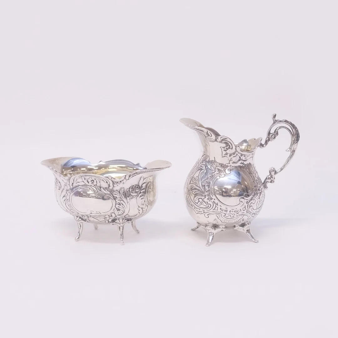 SOCKERSKÅL OCH GRÄDDKANNA, SILVER. — Silver — Björnssons Auktionskammare