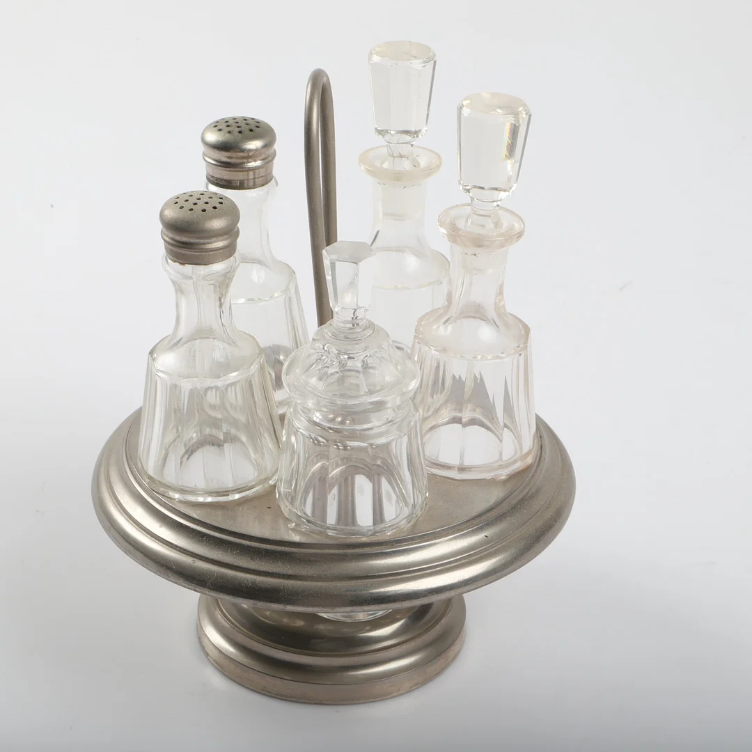 BORDSSURTOUT, nysilver/glas, 1900-tal. — Silver plated — Helsingborgs Auktionskammare