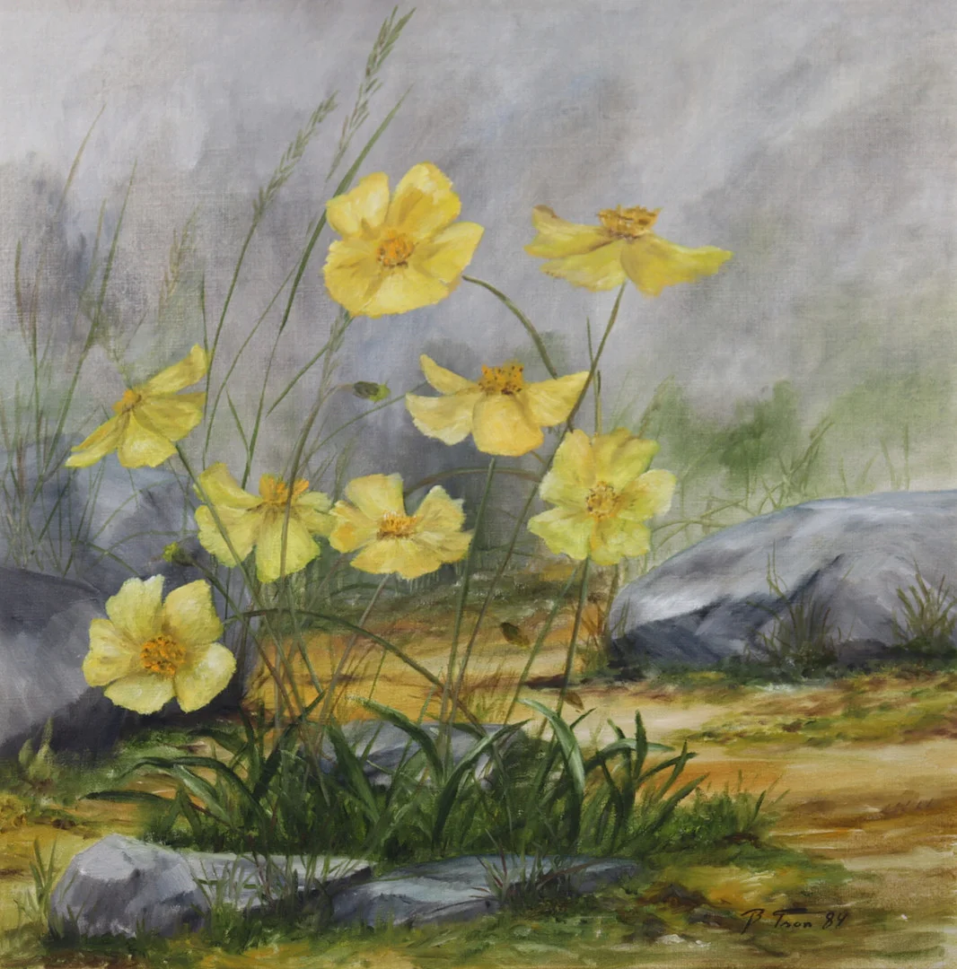 OIDENTIFIERAD KONSTNÄR. olja på duk, gula blommor. — Paintings — Markus Auktioner