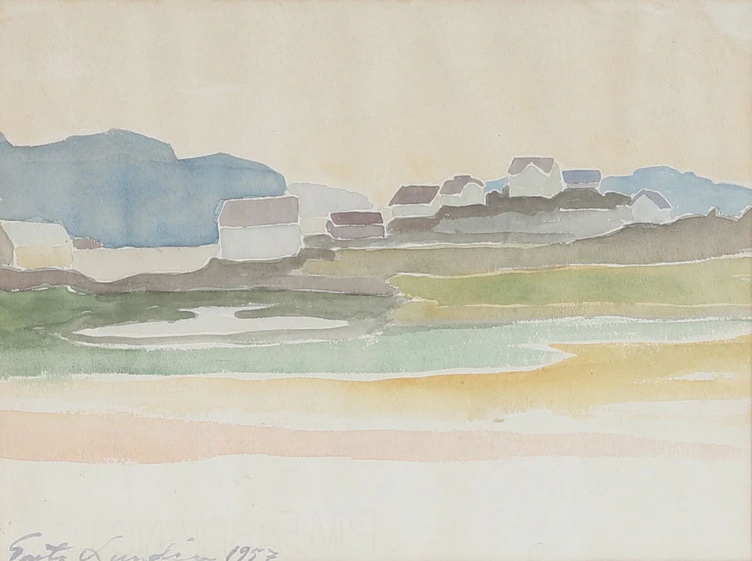 GRETA LUNDÉN. Akvarell, signerad 1957. — Paintings — RA Auktionsverket Norrköping