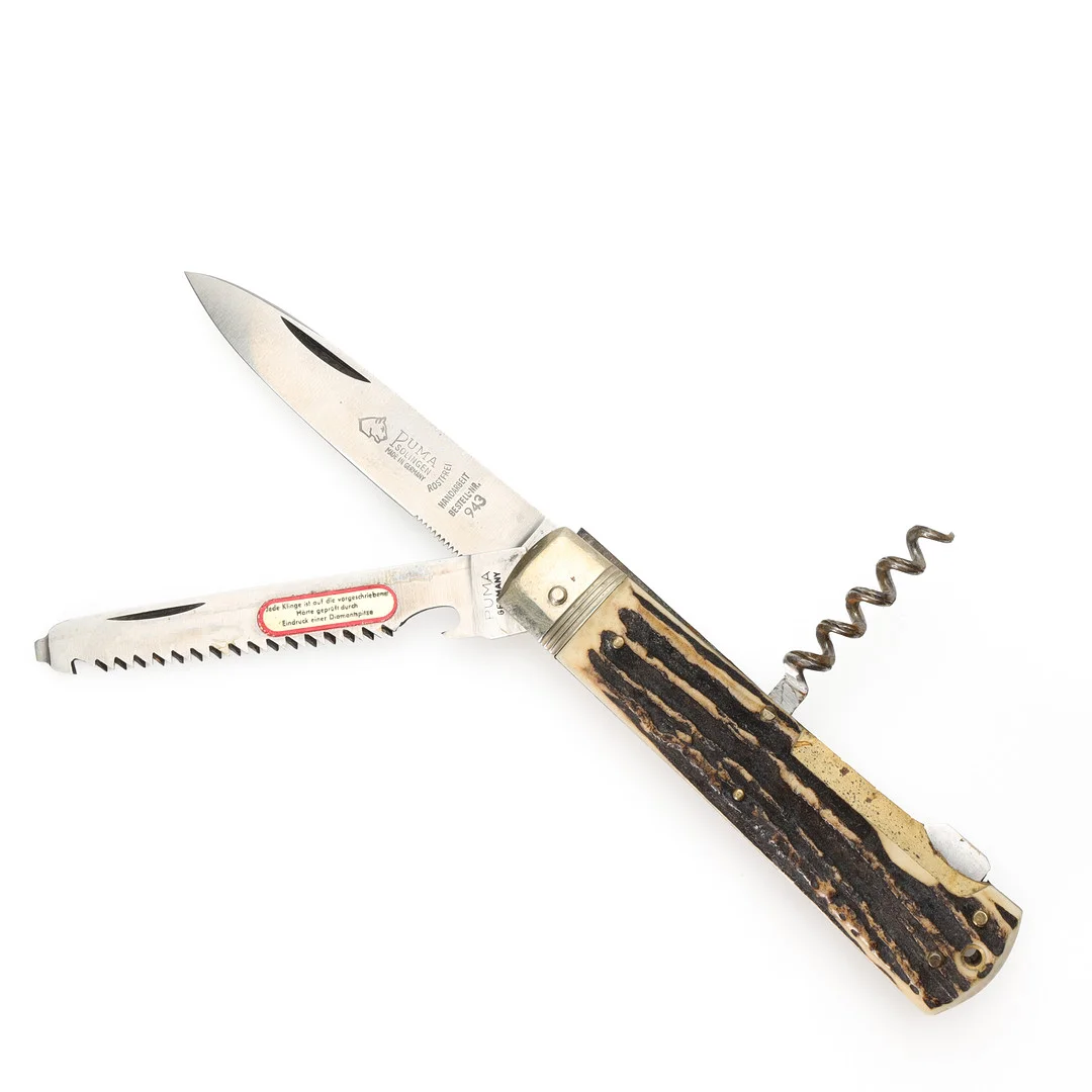 FÄLLKNIV, tysk, Puma, handgjord, modell 943. — Edged weapons — Auktionsmagasinet Vänersborg