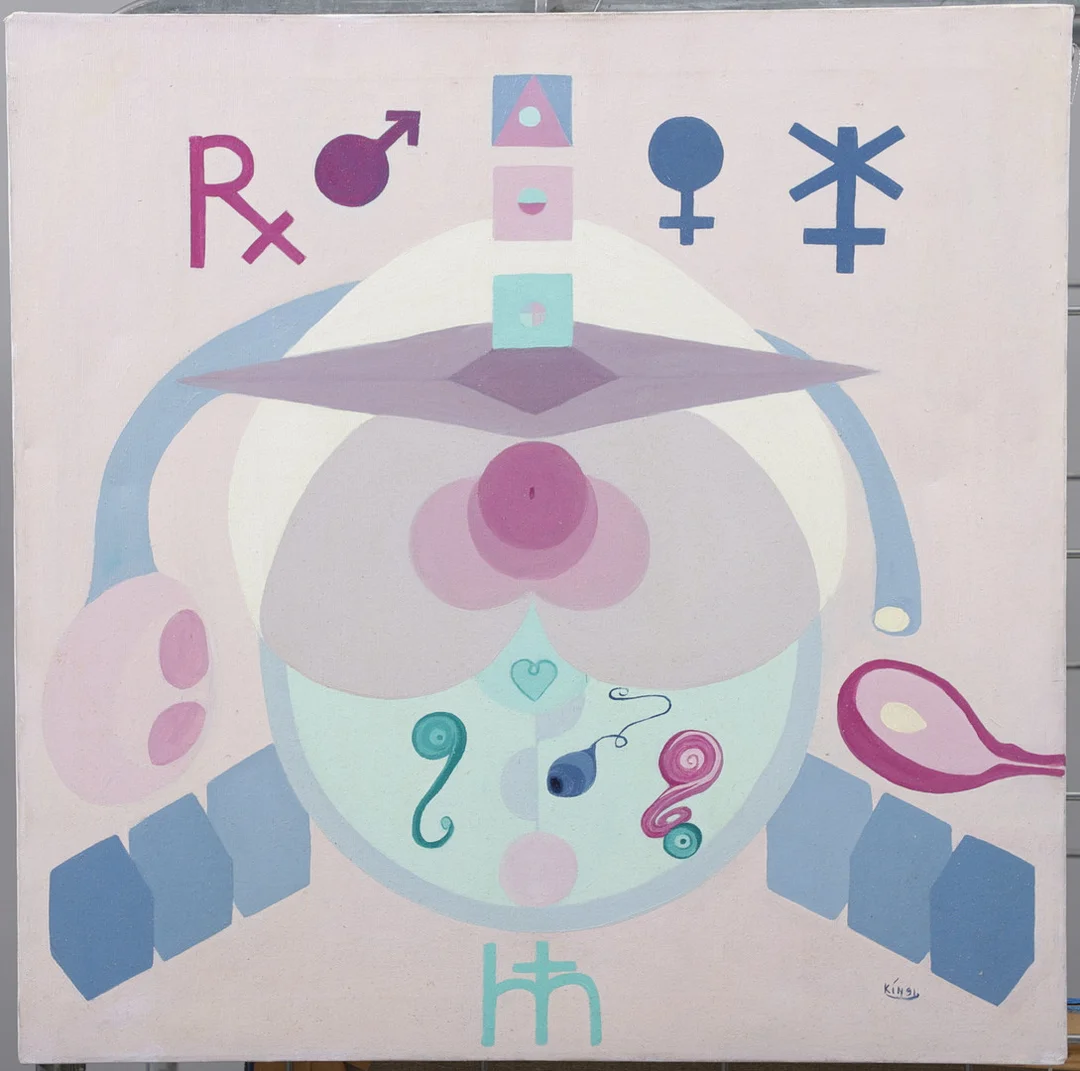 CHRISTIN OHLIN (1946-2025). "Olika livsidentiteter", olja på duk, signerad och daterad -91. — Paintings — Växjö Auktionskammare