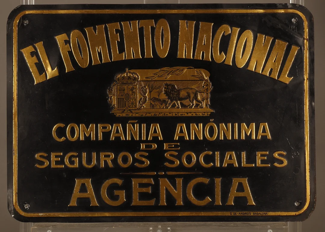 El Fomento Nacional, placa publicitaria en hojalata estampada y pintada. — Other collectables — Barcelona Auctions