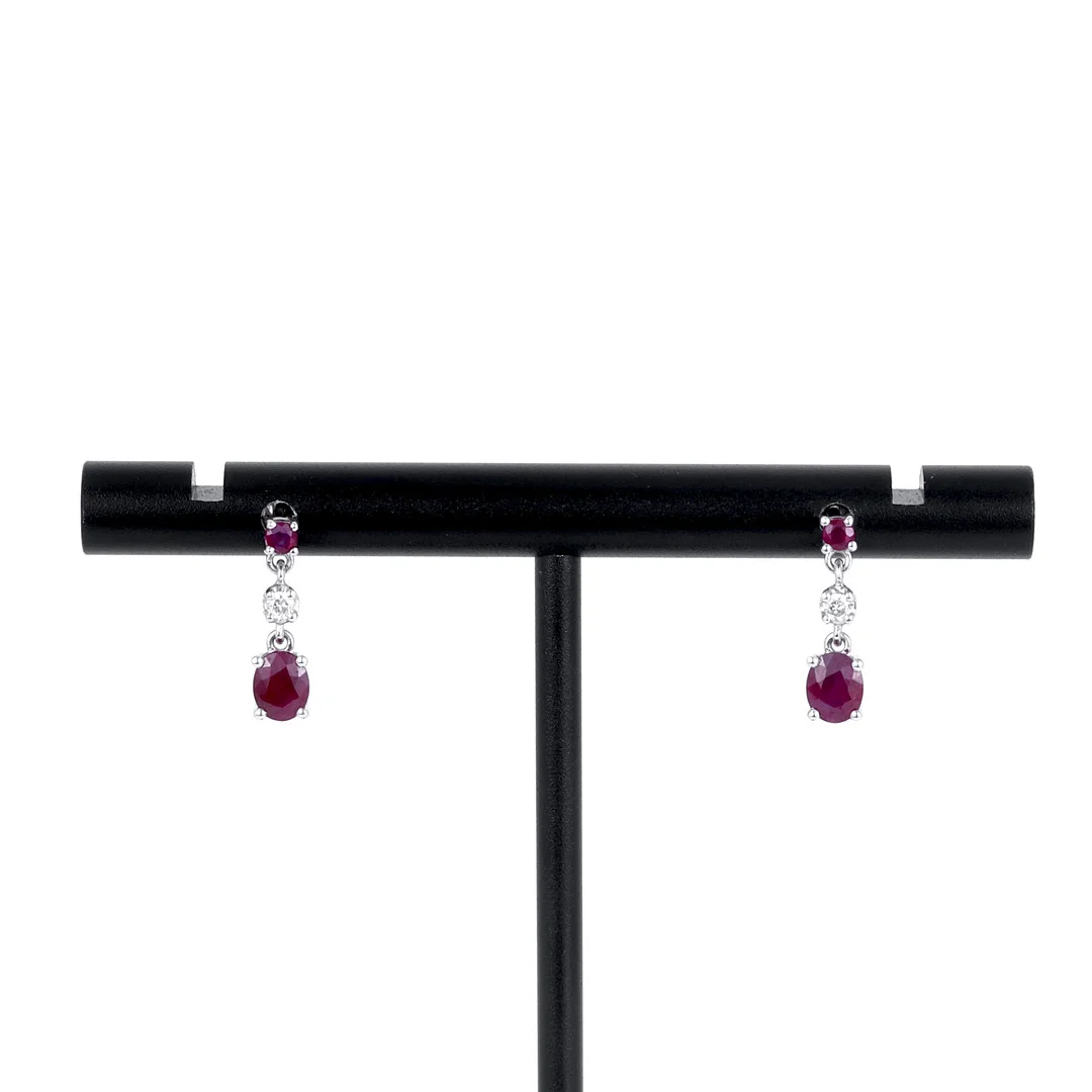 18CT RUBY AND DIAMOND EARRINGS. — Earrings — Chalkwell Auctions