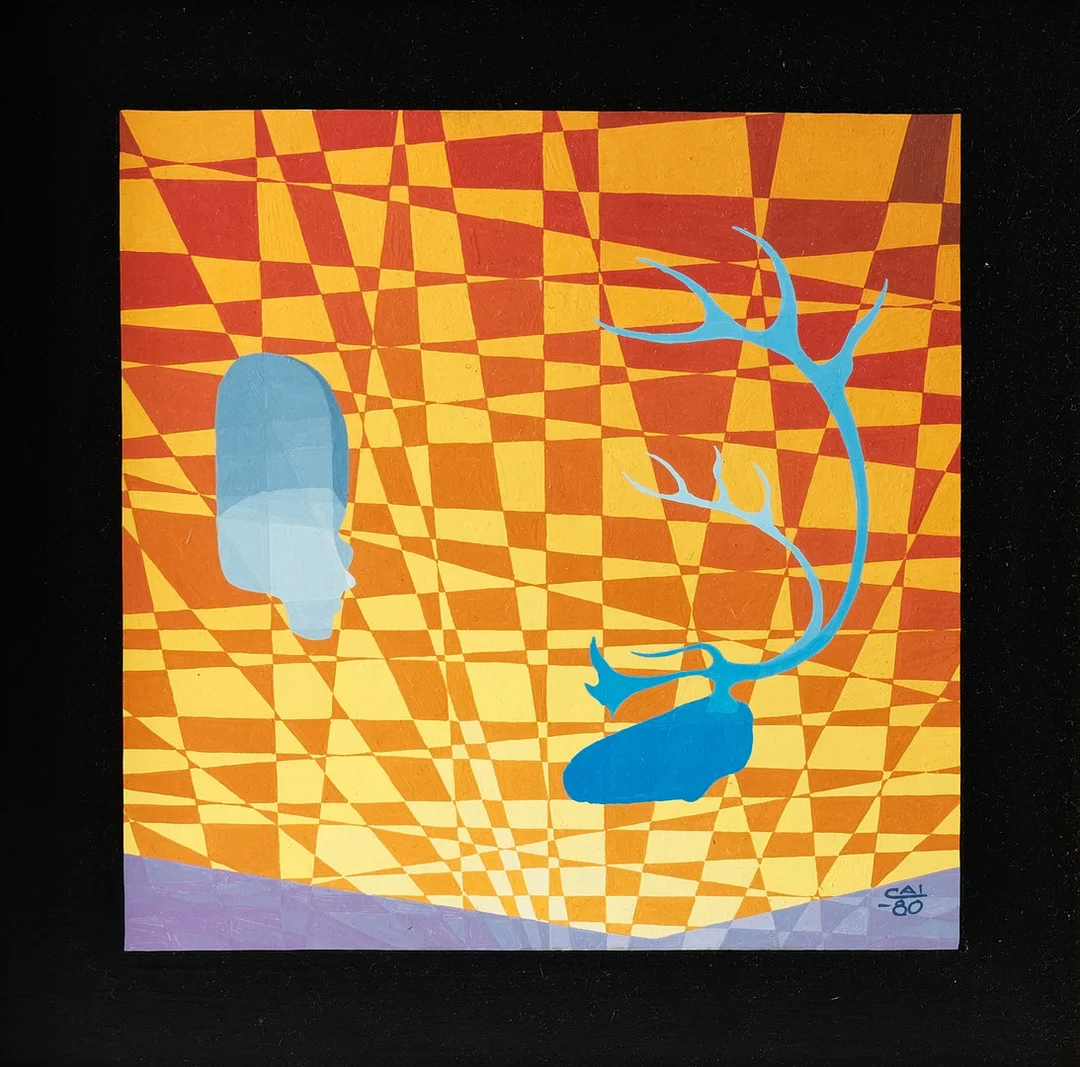 CAI POULSEN. Abstrakt komposition, tempera på pannå, signerad och daterad 1980. — Paintings — Wickmans