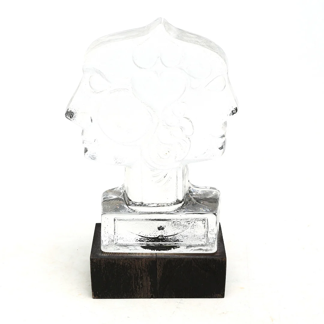 SKULPTUR, glas/trä, signerad Boda Trä, form Bertil Wallien. — Art glass — Kalmar Auktionsverk