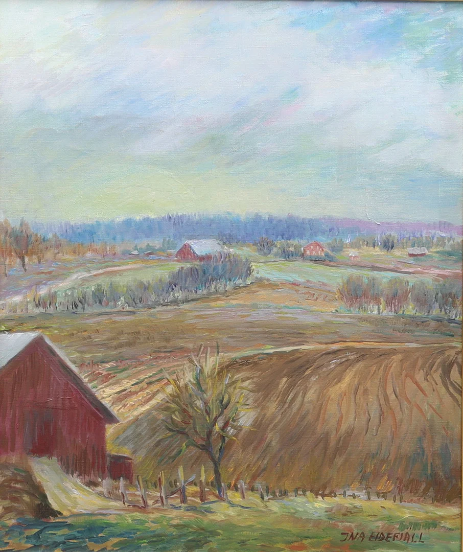 INA EIDEFJÄLL. Olja på duk, "Landskap", signerad. — Paintings — Gomér & Andersson Jönköping