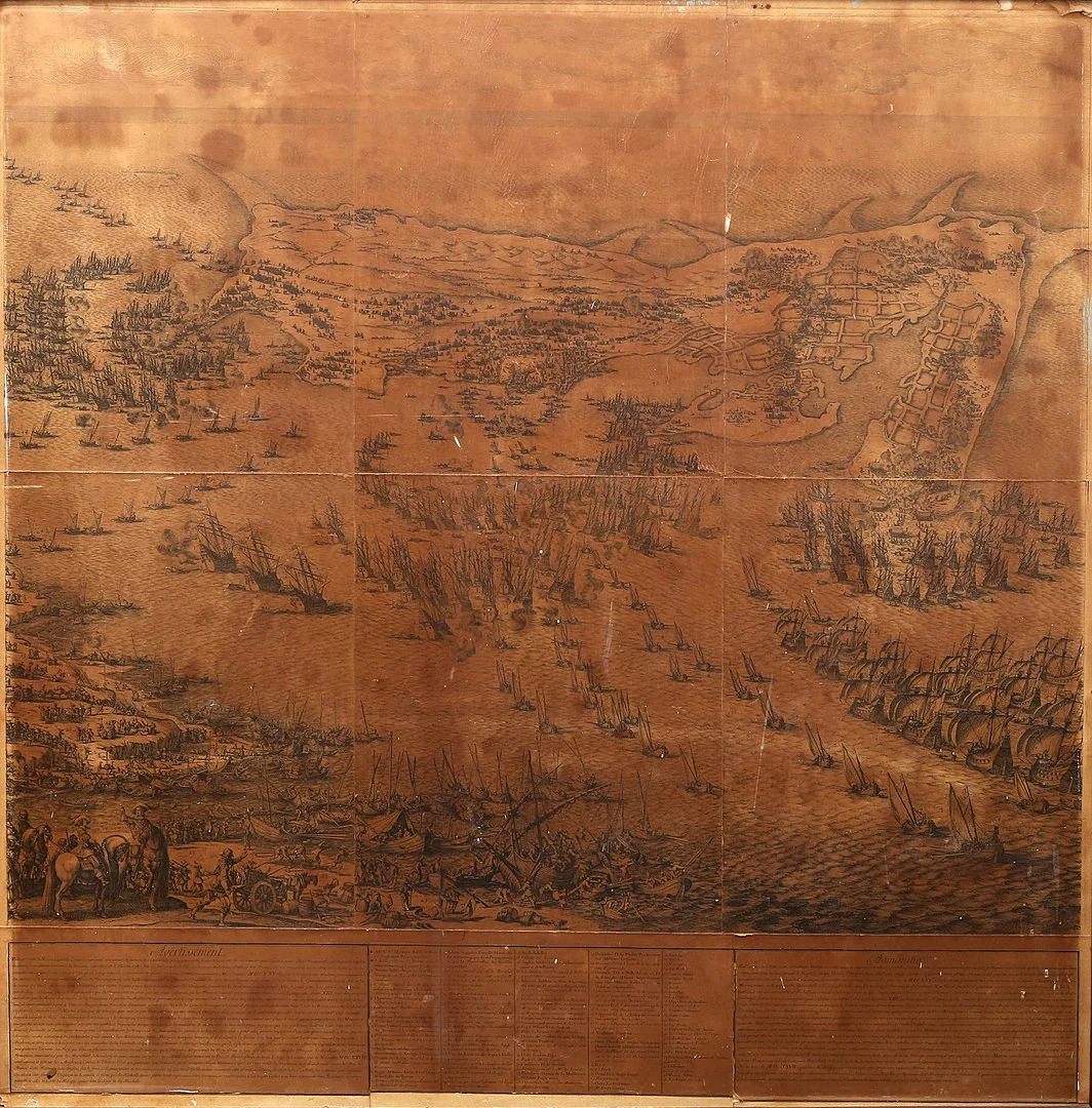 AFTER JACQUES CALLOT. Naval battle: "Le siège de l'île de Ré" or "Le Siège de La Rochelle". — Engravings & Prints — Balclis