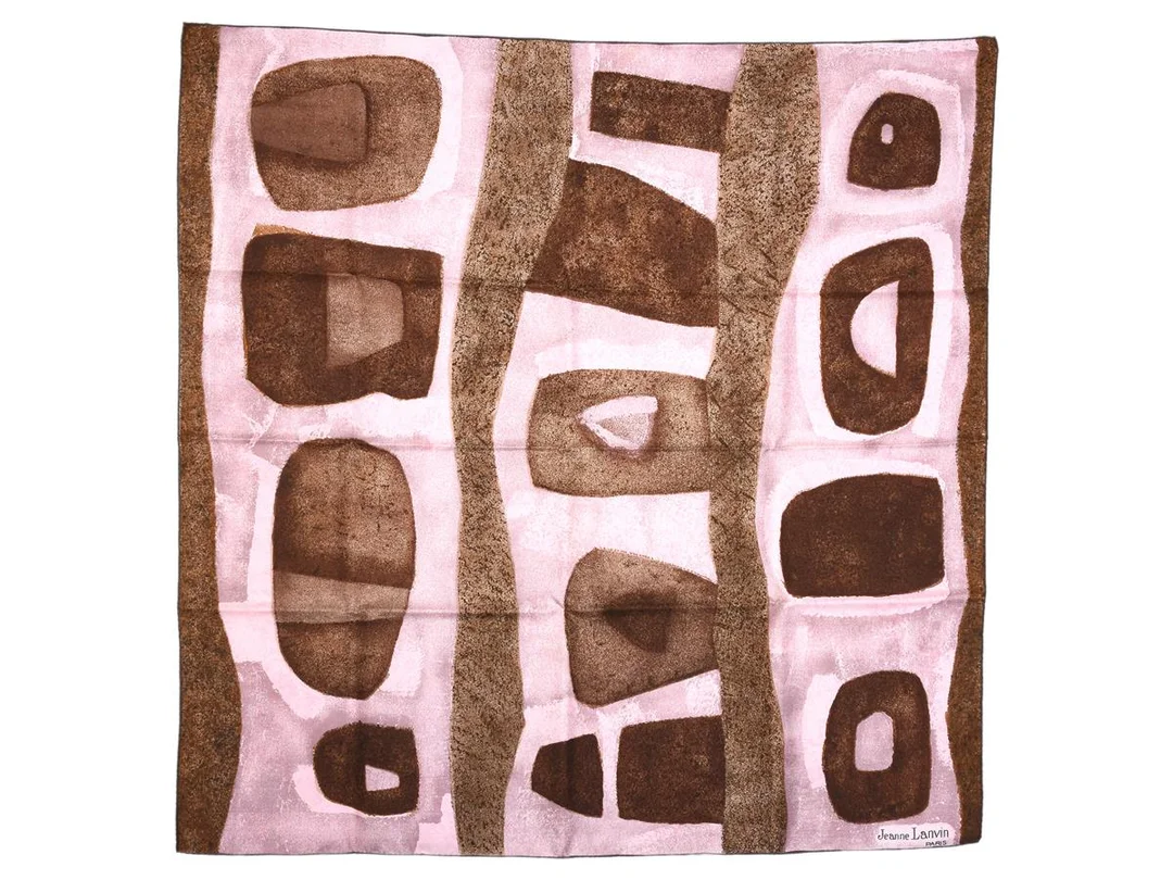 LANVIN, SCARF, 100% siden, 77x76 cm, rosa, brun, originalask. Excellent Condition. — Accessoarer/Scarves — Kaplans