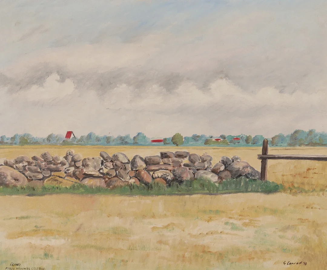 GUNNAR CONRADSSON. "Öland från Himmelsberga", olja på duk, signerad G Conrad 78. — Paintings — Auktionsfirma Kenneth Svensson i Kalmar