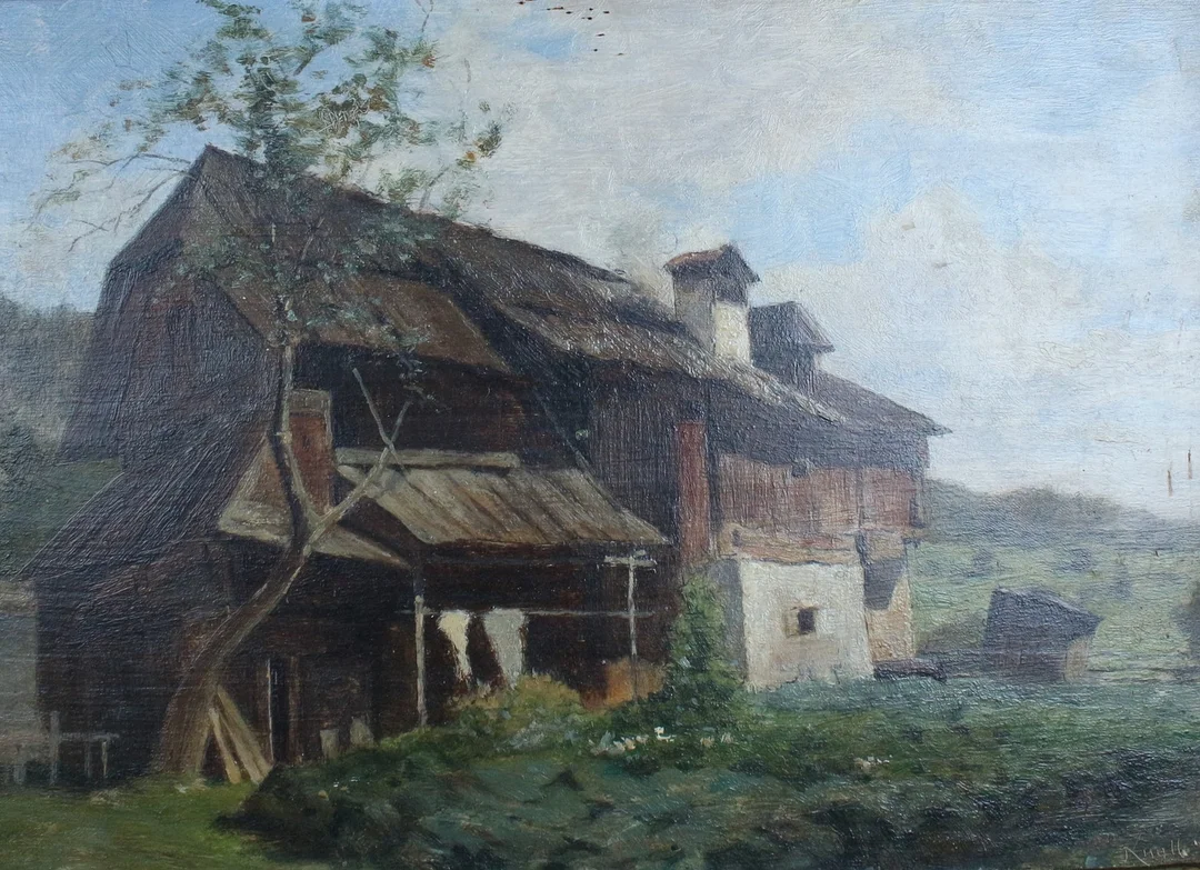 WALDEMAR KNOLL (1829-1909). Öl auf Holz, '' Kaukasisches Bauernhaus, (1888). — Paintings — Stockholms Auktionsverk Düsseldorf/Neuss