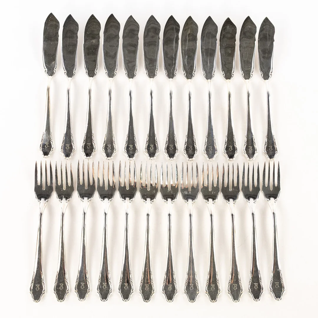 FISKBESTICK, 24 delar, "Haga", nysilver. — Silver plated — Karljohan Auktioner