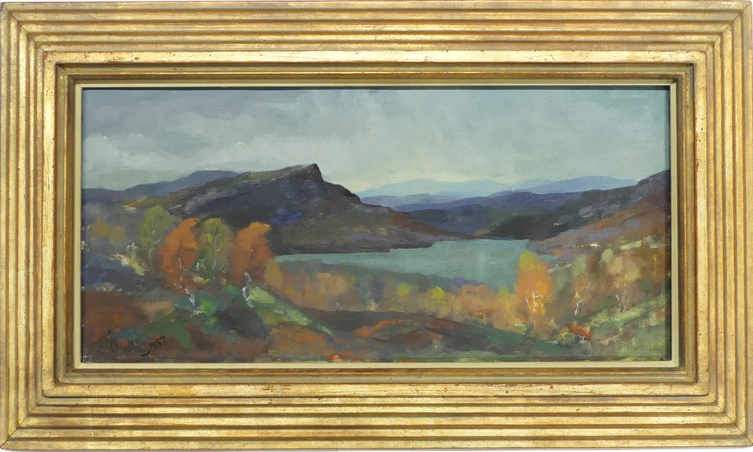 OIDENTIFIERAD KONSTNÄR, signerad Åström 1957, olja på duk, fjällandskap. — Paintings — Lysekils Auktionsbyrå