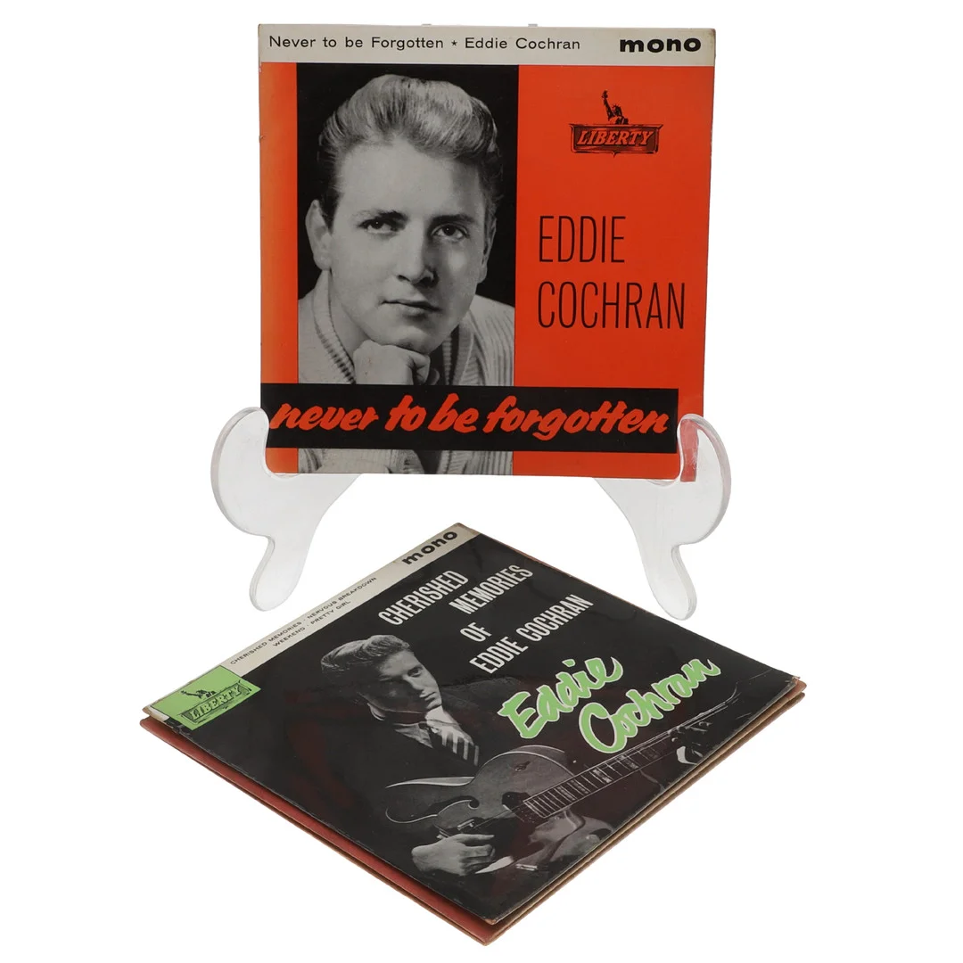EDDIE COCHRAN – COLLECTION OF 7" SINGLES & EPs INCLUDING C'MON EVERYBODY, LITTLE ANGEL, NEVER TO BE FORGOTTEN AND CHERISHED MEMORIES OF EDDIE COCHRAN (4). — Audio, Vinyl & Hi-Fi — Lawrences Auctioneers