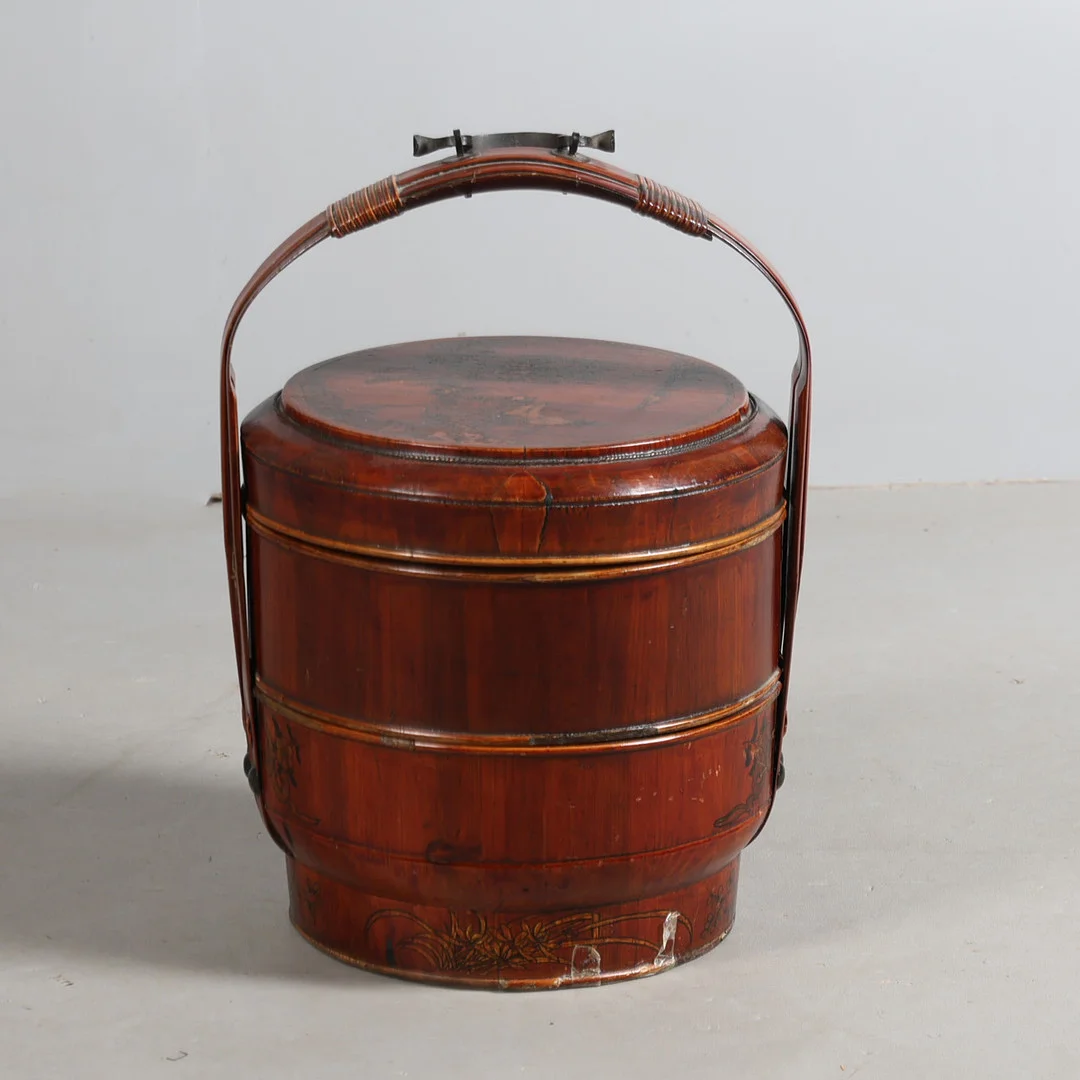 A 20TH CENTURY CHINESE WOODEN STACKING BASKET. — Wood — Bishop & Miller