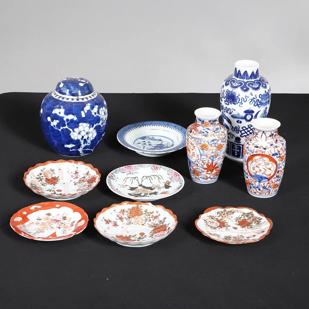 A PAIR OF 19TH CENTURY JAPANESE MEIJI VASES, AND OTHER ORIENTAL CERAMICS. — Oriental — Lawrences Auctioneers
