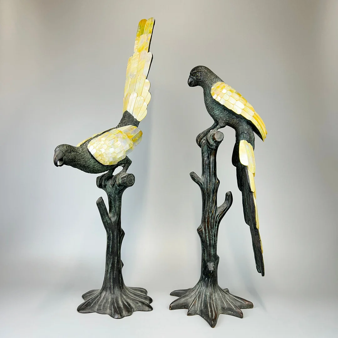 TWO BRONZE & MOP PARROTS. — Sculptures & Bronzes — Chalkwell Auctions
