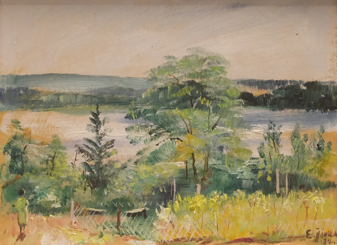ERIK JÖNSSON. LANDSKAP, OLJA PÅ PANNÅ. — Paintings — Björnssons Auktionskammare