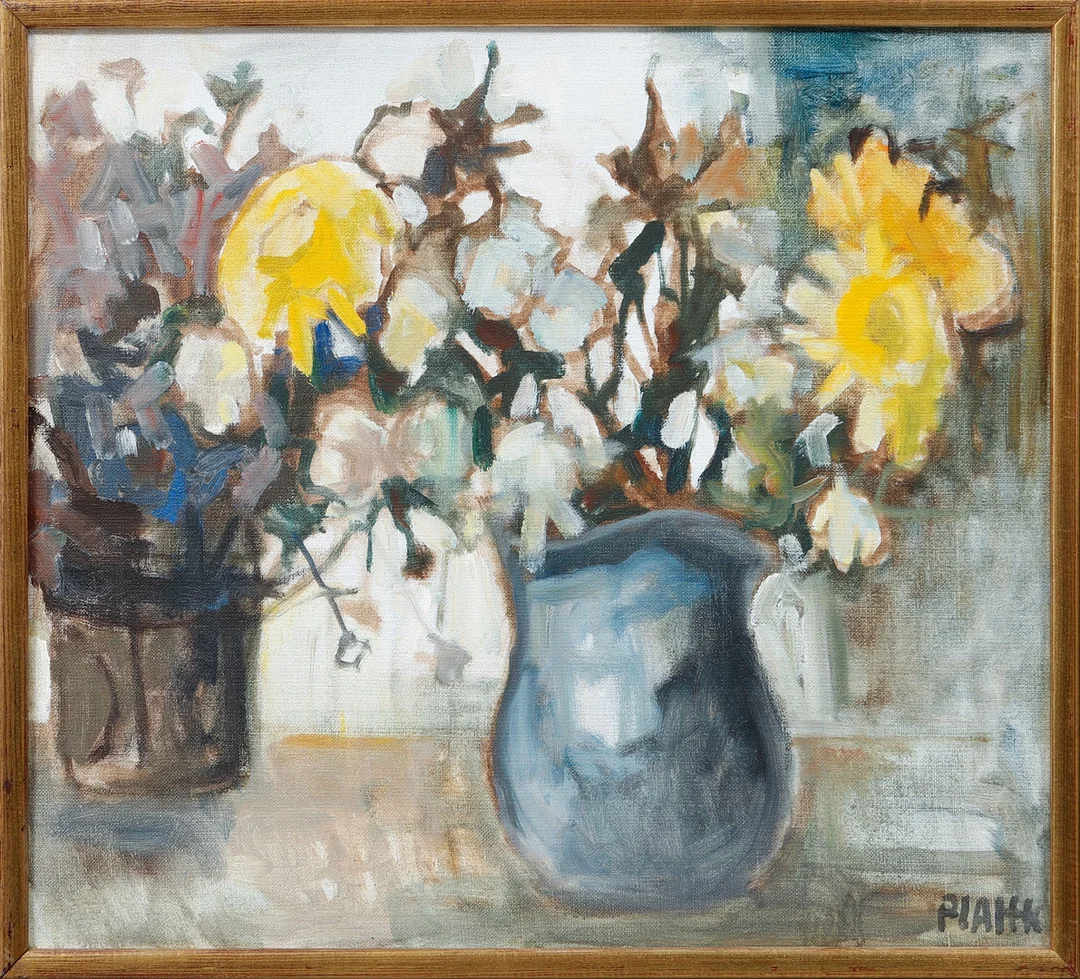 PIA HESSELMARK CAMPBELL. Blomsterstilleben, olja på duk, signerad. — Paintings — Göteborgs Auktionsverk