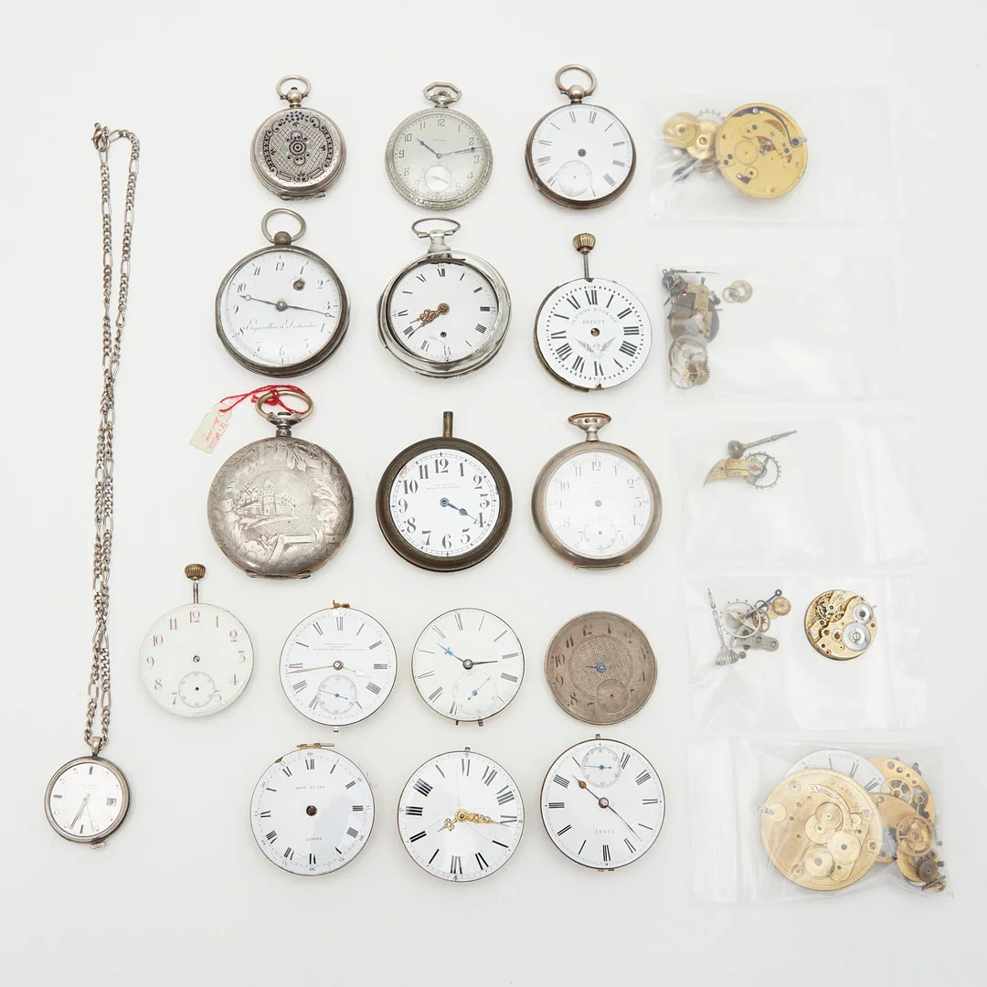 Uhrenmacher-Konvolut Taschenuhren / Bastler. — Pocket & Stop Watches — Stockholms Auktionsverk Köln