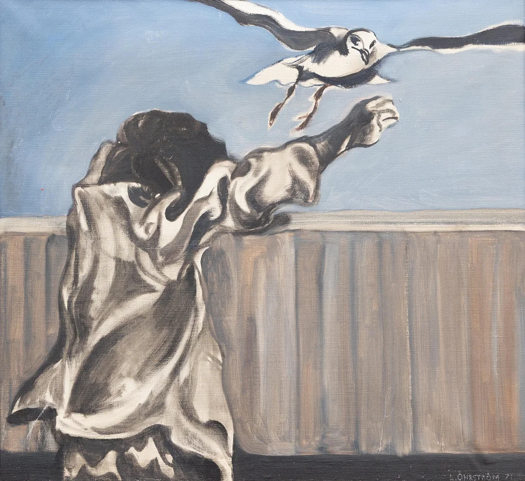 LENNART ÖHRSTRÖM (FÖDD 1938). Mat för måsar, olja på duk, signerad och daterad -71. — Paintings — Garpenhus Auktioner