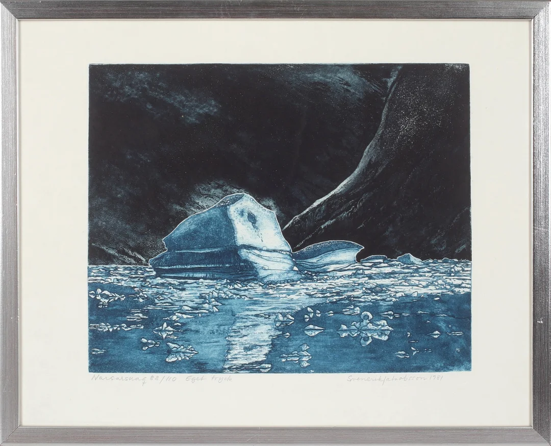 SVEN ERIK JAKOBSSON. "Narsarsuaq", etsning, eget tryck, signerad och numrerad 88/110. — Engravings & Prints — Stadsauktion Sundsvall