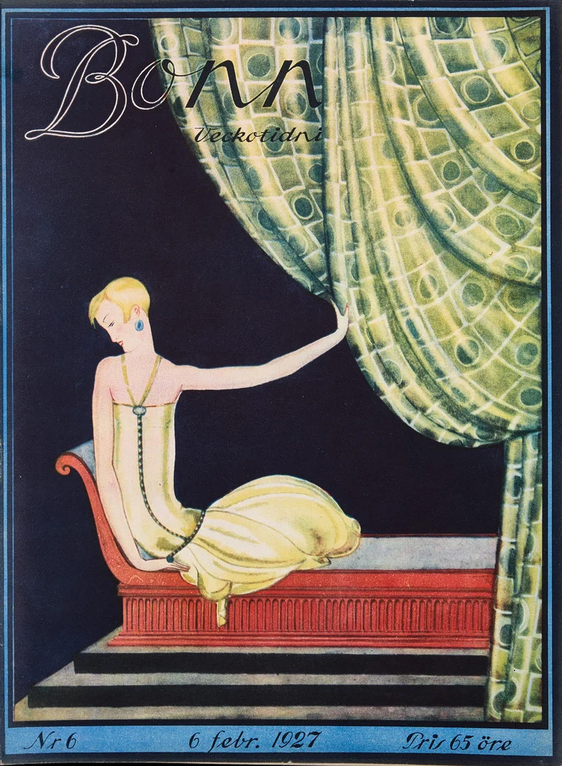 BONNIERS VECKOTIDNING, årgång 1927, bestående av 47 nummer, omslag av bla Einar Nerman, Adolf Hallman, Einar Norelius, omslag av bla Carl Larsson, Germaine Michel, André Szenes, Gurli Rudevall-Artelius, Georg Klinghammer, Viola Wahlstedt med flera. — Books — Crafoord Auktioner Stockholm