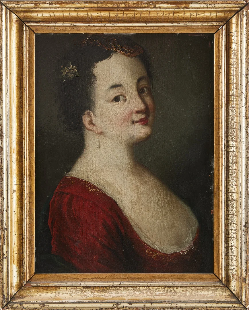 FRANSK SKOLA, 1700-TAL. Porträtt föreställande ung dam och herre - ett par. — Paintings — Stockholms Auktionsverk Magasin 5